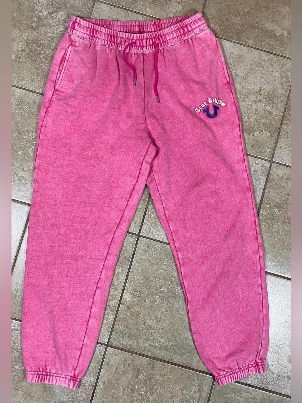 True Religion Logo Washed Boyfriend Jogger Sweatpants Small